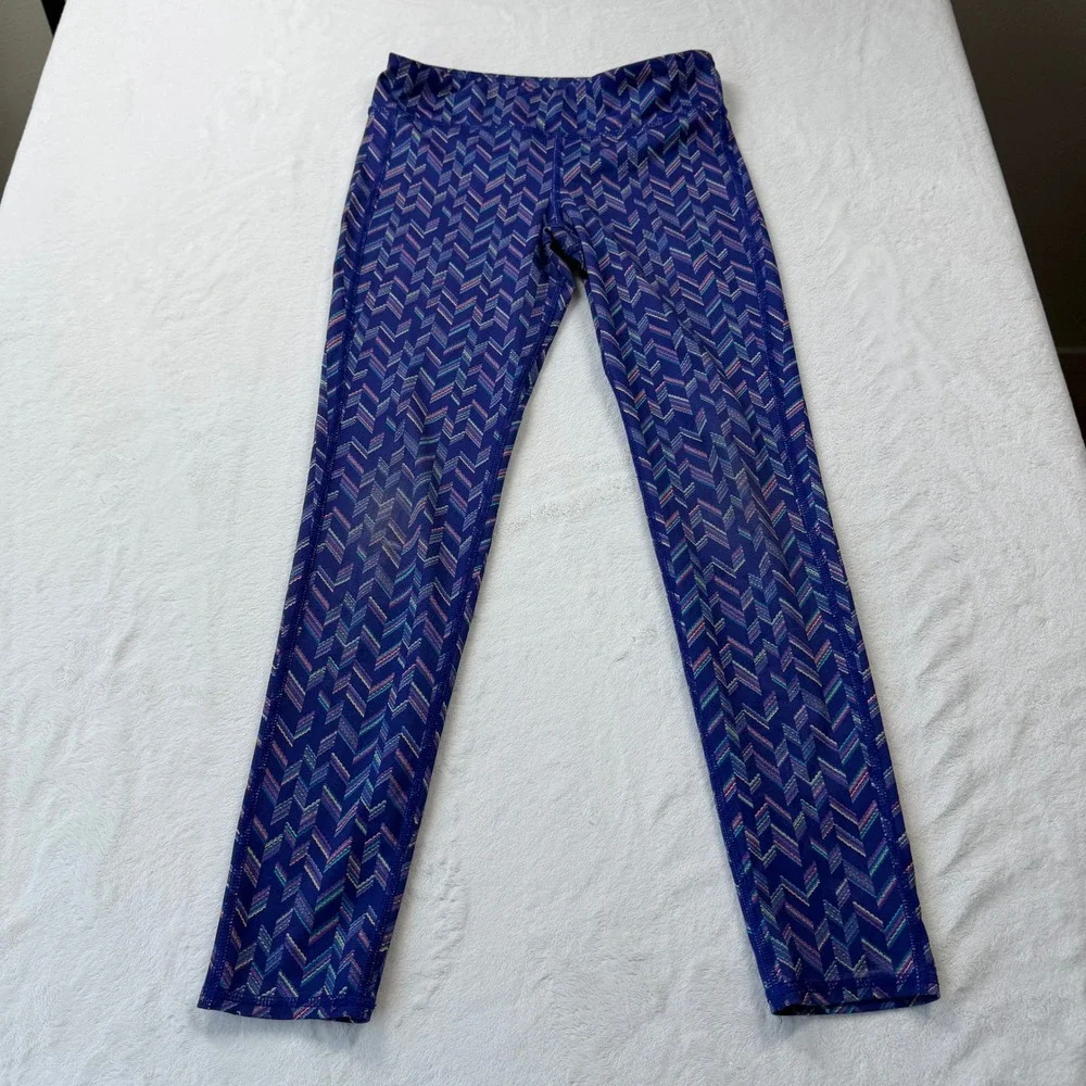 Old Navy Active Leggings Girls L‎ 10-12 Purple Chevron Go-Dry Good Condition